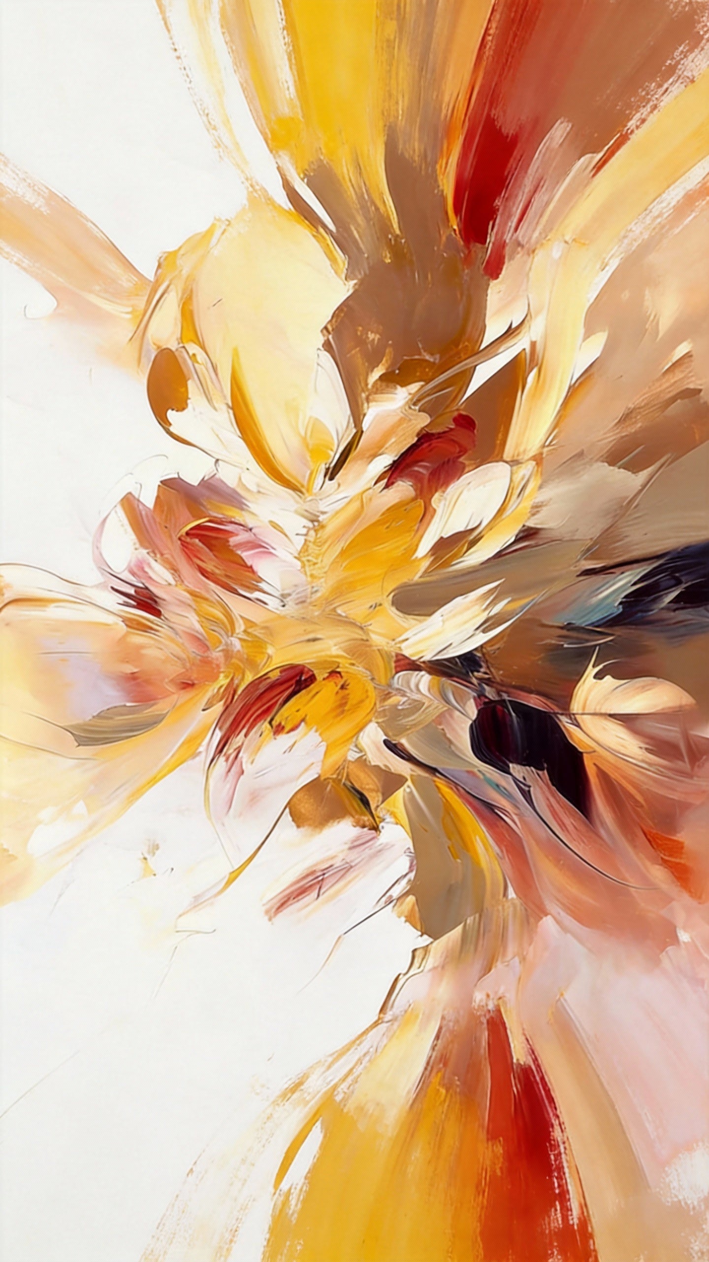 Radiant Bloom – Modern Abstract Floral Style Handmade Oil Painting Wall Art-Portrait Orientation