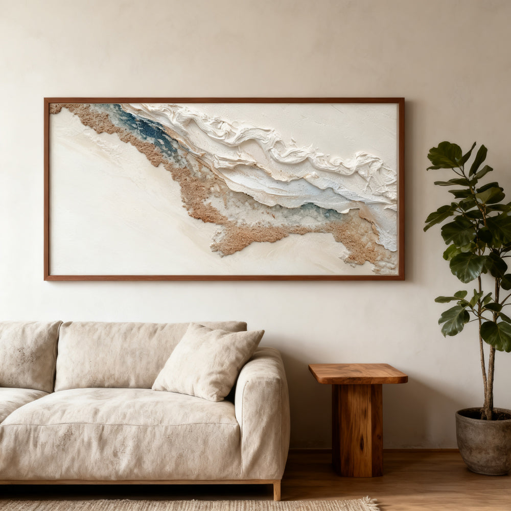 Coastal Drift Contours – Modern Abstract Textured Hand-Painted Oil Wall Art