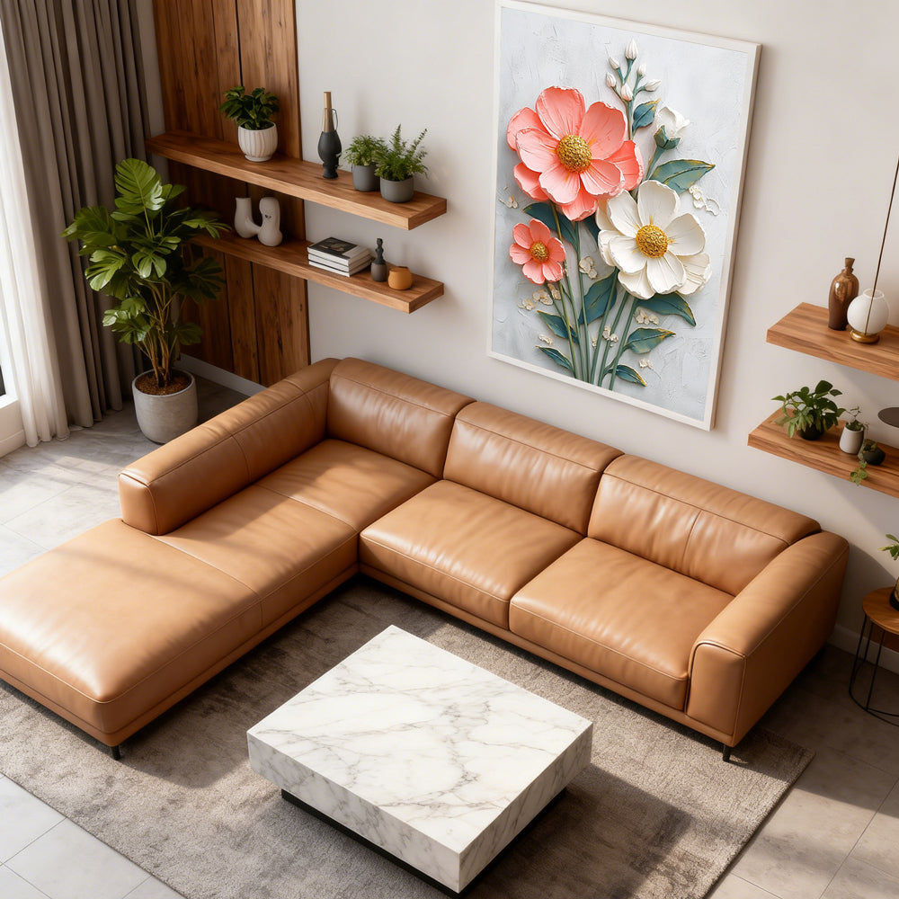 Blooming Petals Floral Texture Art – Impressionistic Style Handmade Oil Painting Wall Art