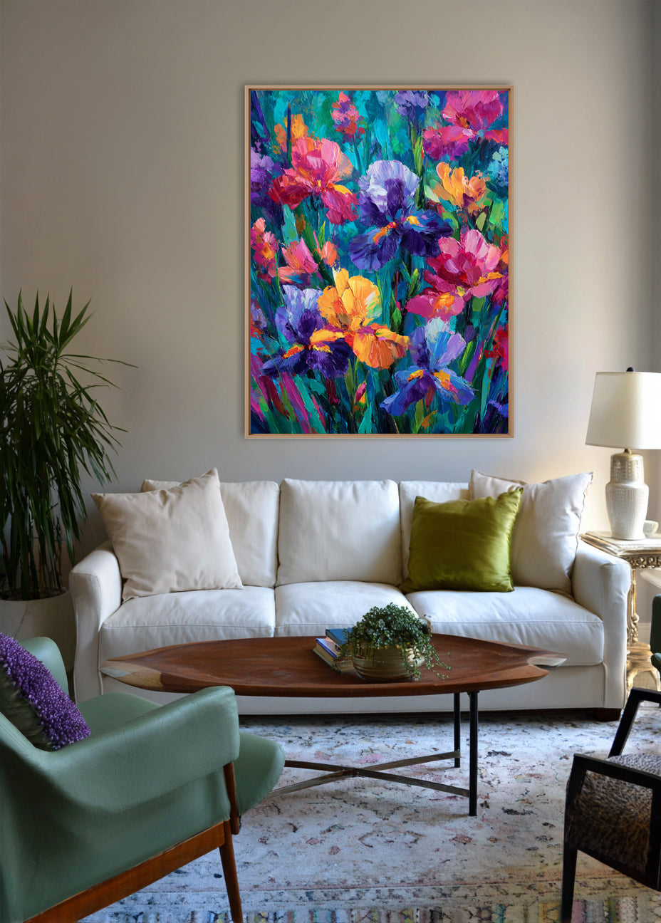 Symphony of Irises Colorful Impressionist Flower Canvas Handcrafted Painting