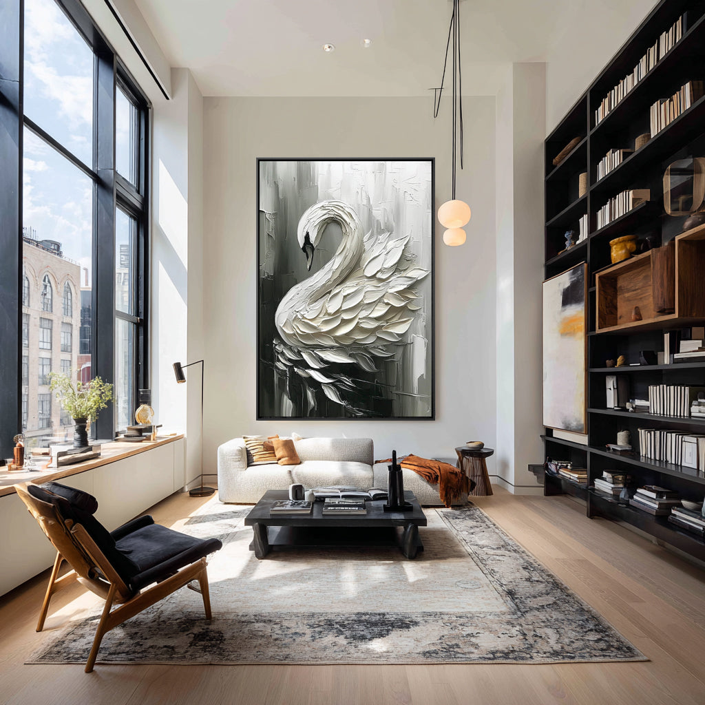 Handcrafted Painting The Swan's Dance Wall Decor