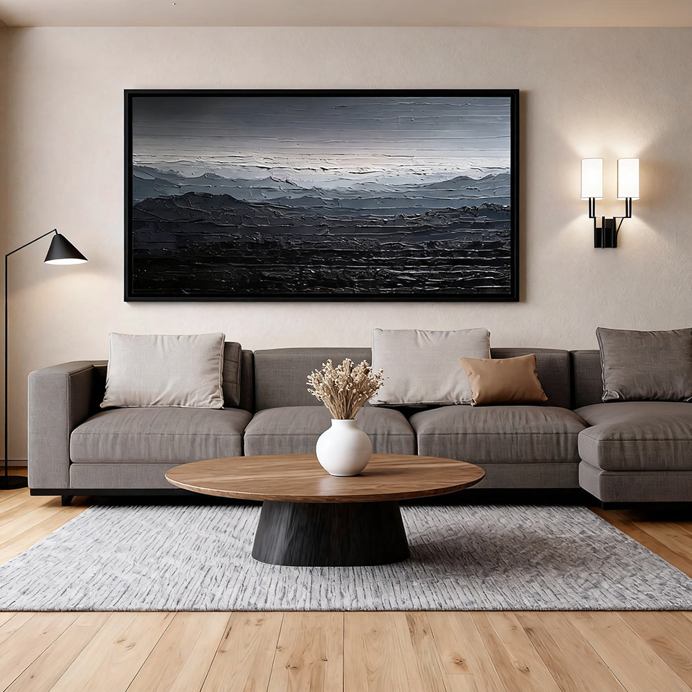 Silent Ridge – Modern Abstract Landscape Texture Painting, Handmade Oil Wall Art for Contemporary Interior Decoration