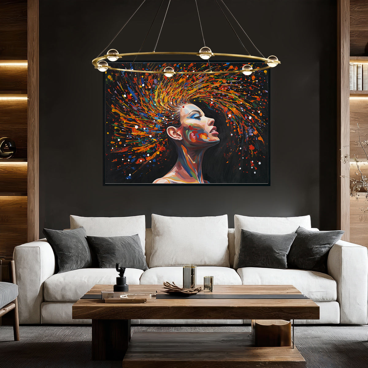 Handmade Abstract Portrait Painting Colorful Expression on Canvas