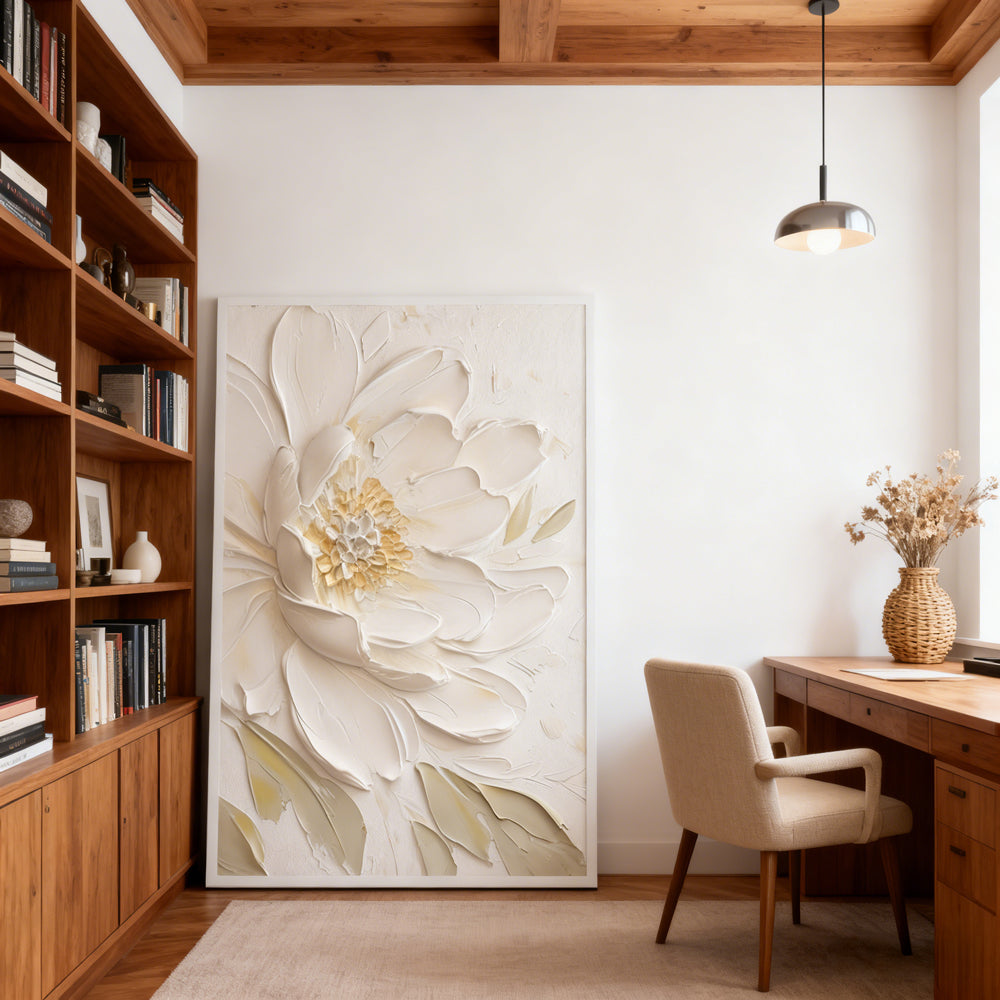Pure Bloom Texture Art – Impressionistic Floral Style Handmade Oil Painting Wall Art