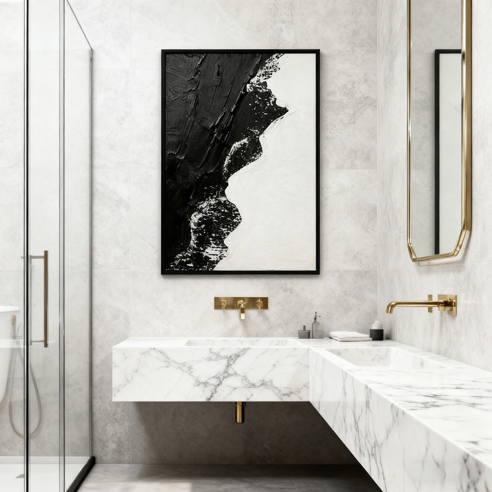 Black & White Contrast Theme Painting – Modern Abstract Style Handmade Oil Painting Wall Art