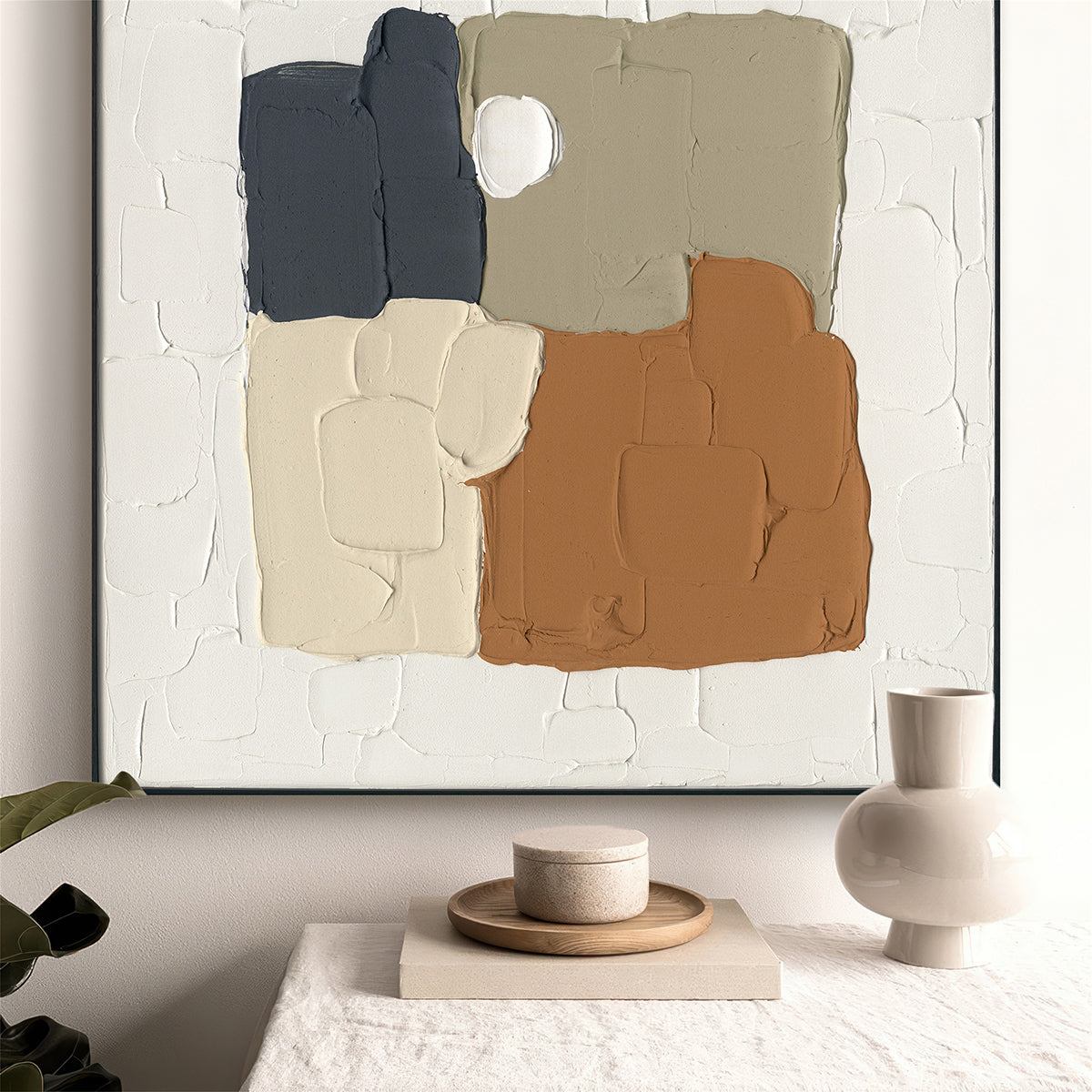 Textured geometry meets serene tones, creating timeless harmony for modern living spaces.