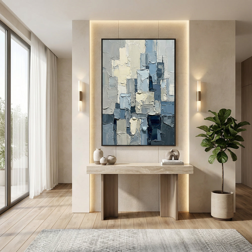 Silent Geometry — Contemporary Abstract Textured Hand-Painted Oil Painting Wall Art