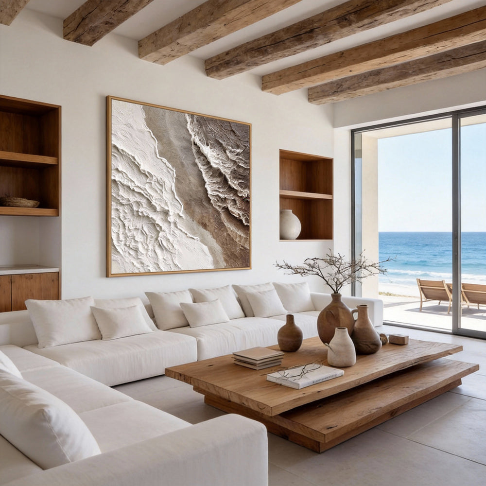 Tidal Symphony Handcrafted Painting-square canvas