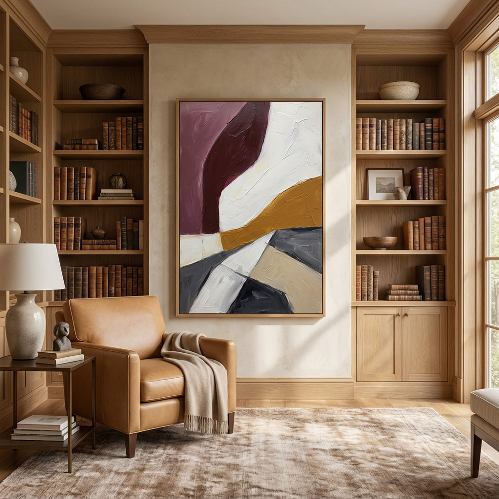 Earth Flow Balance | Modern Abstract Color Block Style Hand-Painted Oil Painting Wall Art