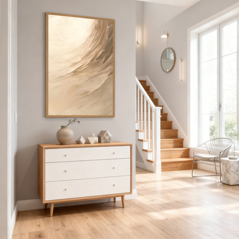 Desert Flow Abstraction – Minimalist Style Handmade Oil Painting Wall Art