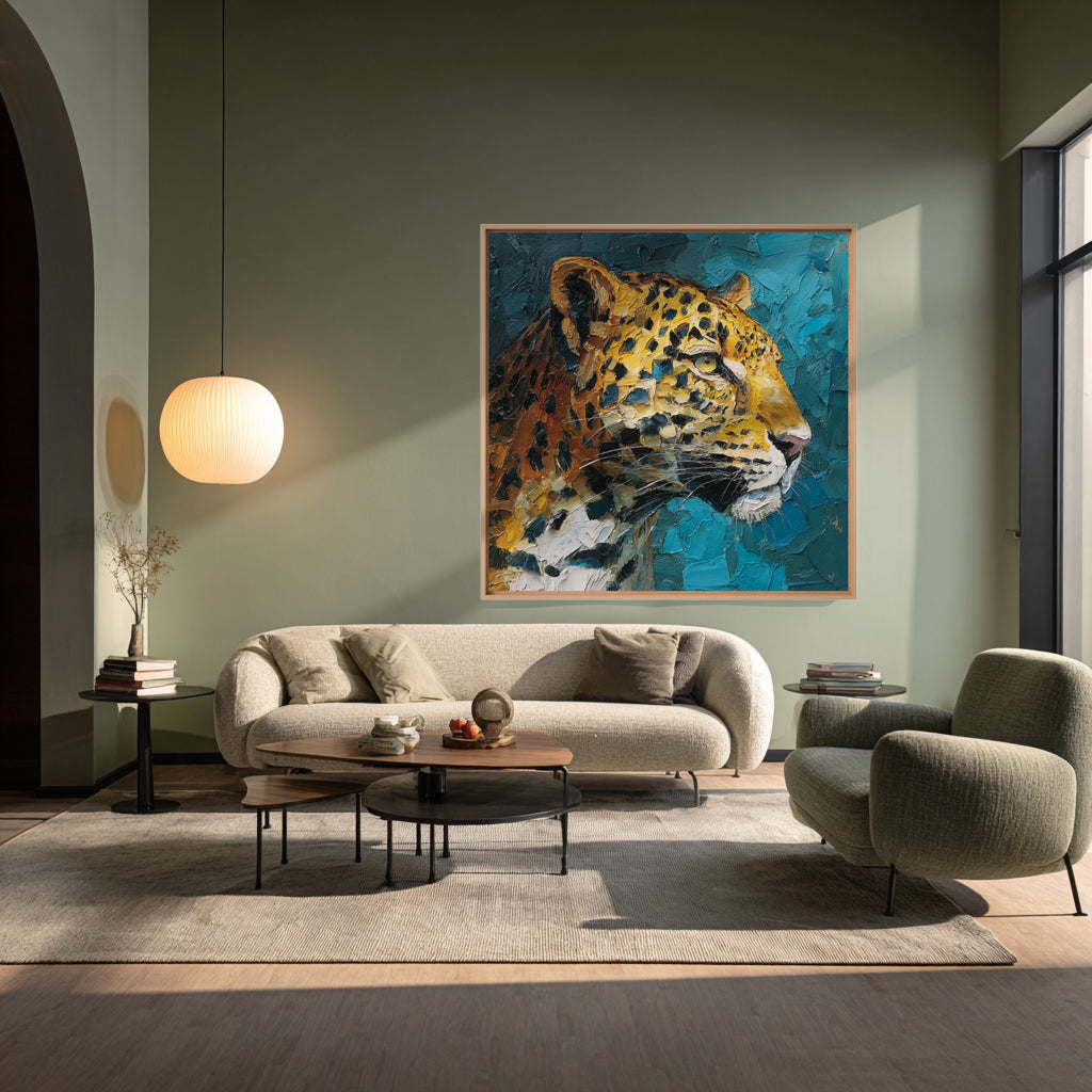 Handcrafted Painting Regal Roar The Majestic Leopard in Bold Colors and Textured Elegance