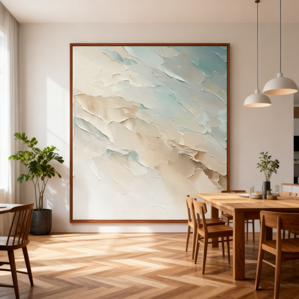 Aqua Drift Texture Art – Modern Abstract Style Handmade Oil Painting Wall Art