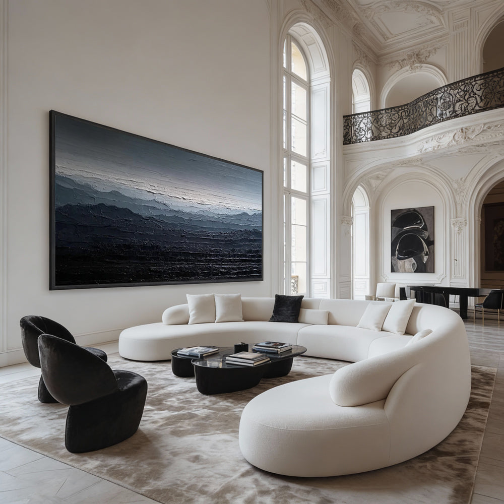 Silent Ridge – Modern Abstract Landscape Texture Painting, Handmade Oil Wall Art for Contemporary Interior Decoration