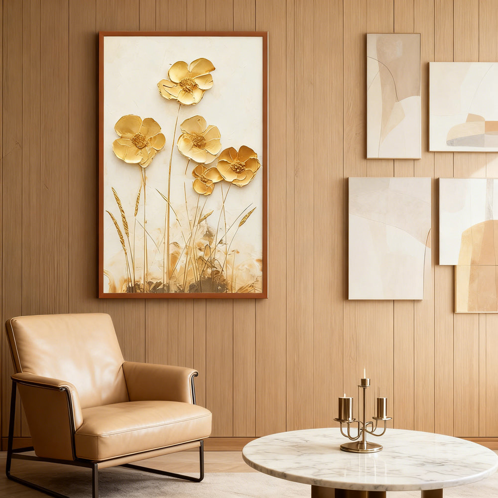 Golden Blossoms – Handcrafted Oil Painting