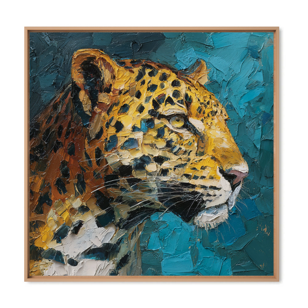 Handcrafted Painting Regal Roar The Majestic Leopard in Bold Colors and Textured Elegance