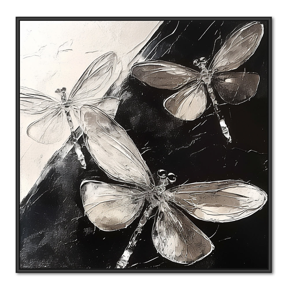 Dance of Shadows – Modern Minimalist Insect Theme Handmade Oil Painting Wall Art