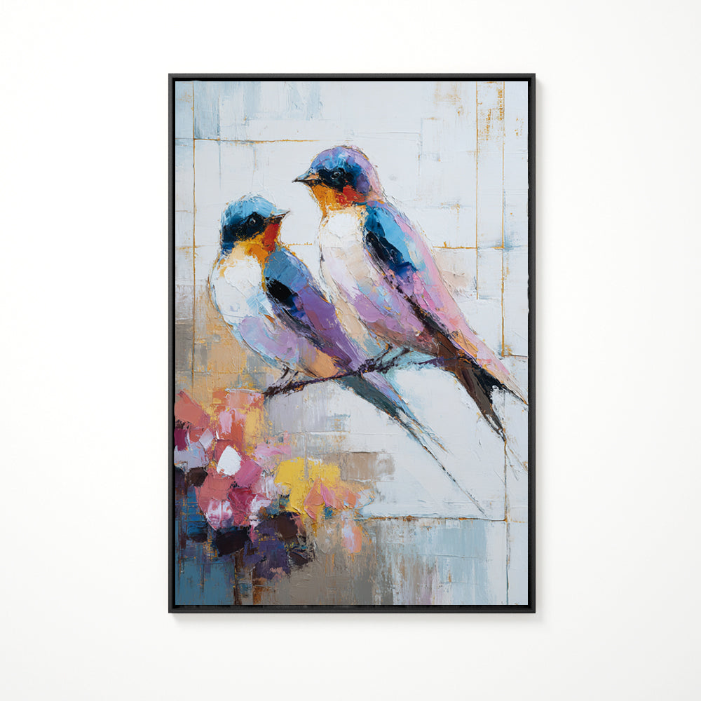 Harmony in Flight A Handcrafted Masterpiece of Two Birds in Vivid Colors