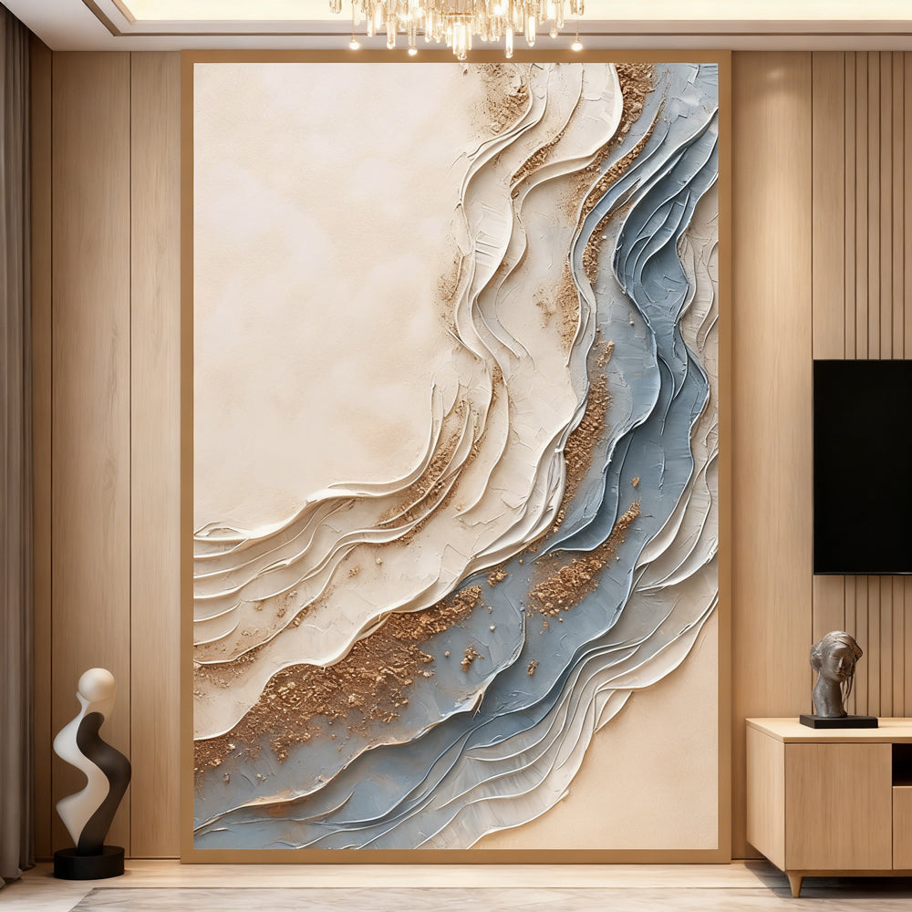 Serene Shoreline – Handcrafted Ocean Waves Painting