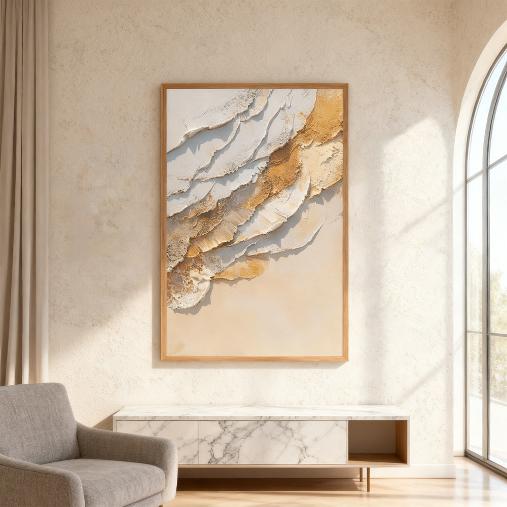 Golden Flow – Abstract Handcrafted Oil Painting