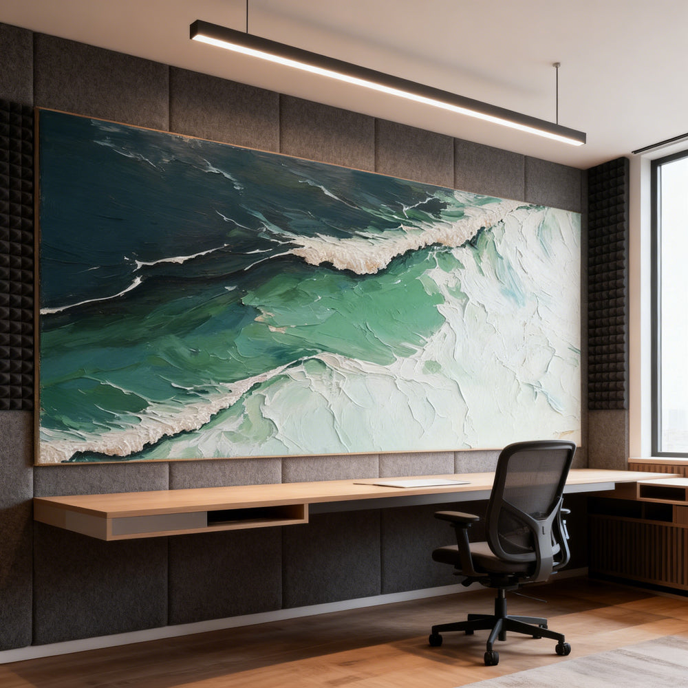 Ocean Waves Art Theme, Impasto Hand - made Oil Painting Texture Wall Art