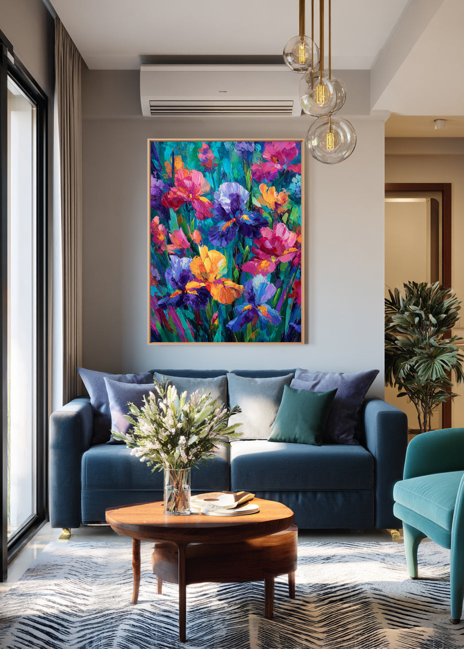 Symphony of Irises Colorful Impressionist Flower Canvas Handcrafted Painting