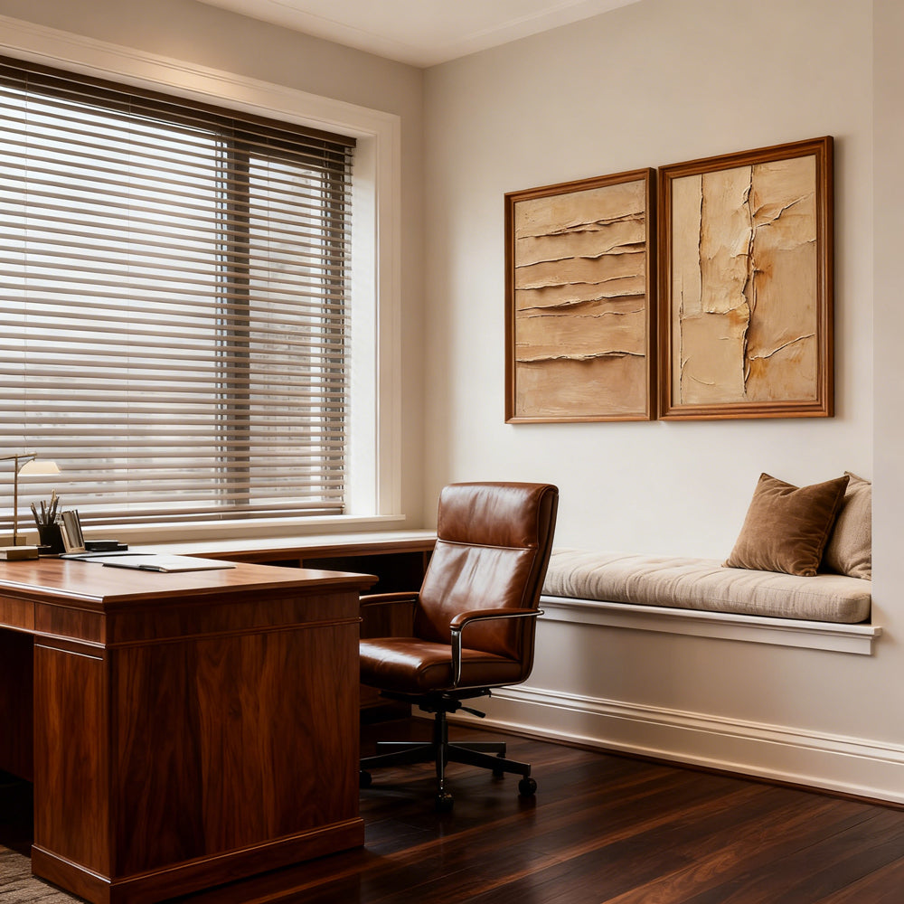 Desert Layer Texture Theme Painting – Modern Abstract Style Handmade Texture Wall Art (Set of 2)