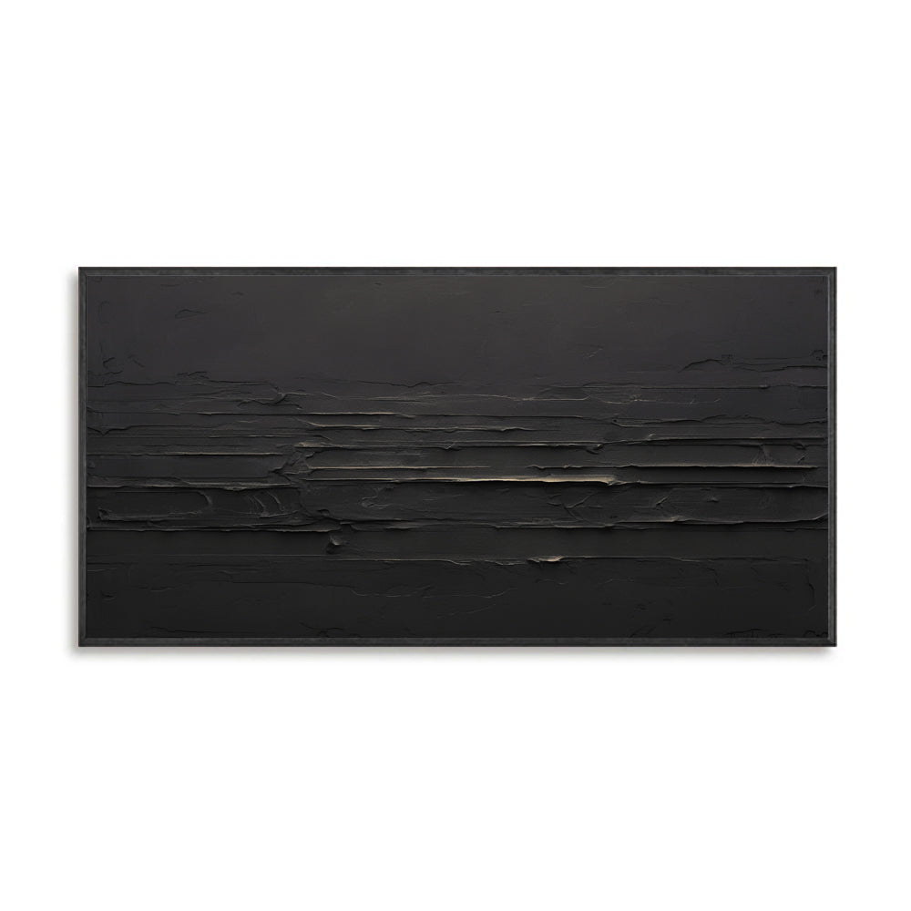 Midnight Horizon – Minimalist Abstract Texture Painting, Handmade Oil Wall Art for Modern Interior Decoration