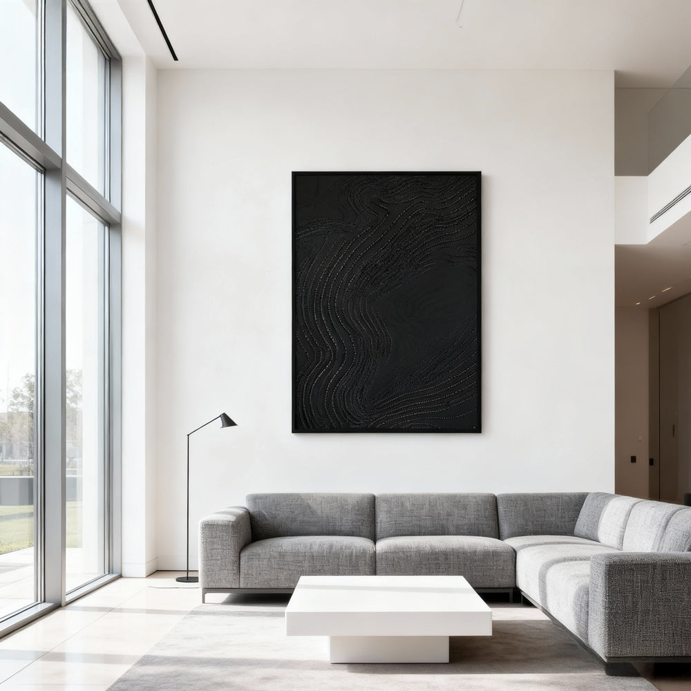 Flow Line Pattern Theme Painting – Minimalist Abstract Style Handmade Texture Wall Art