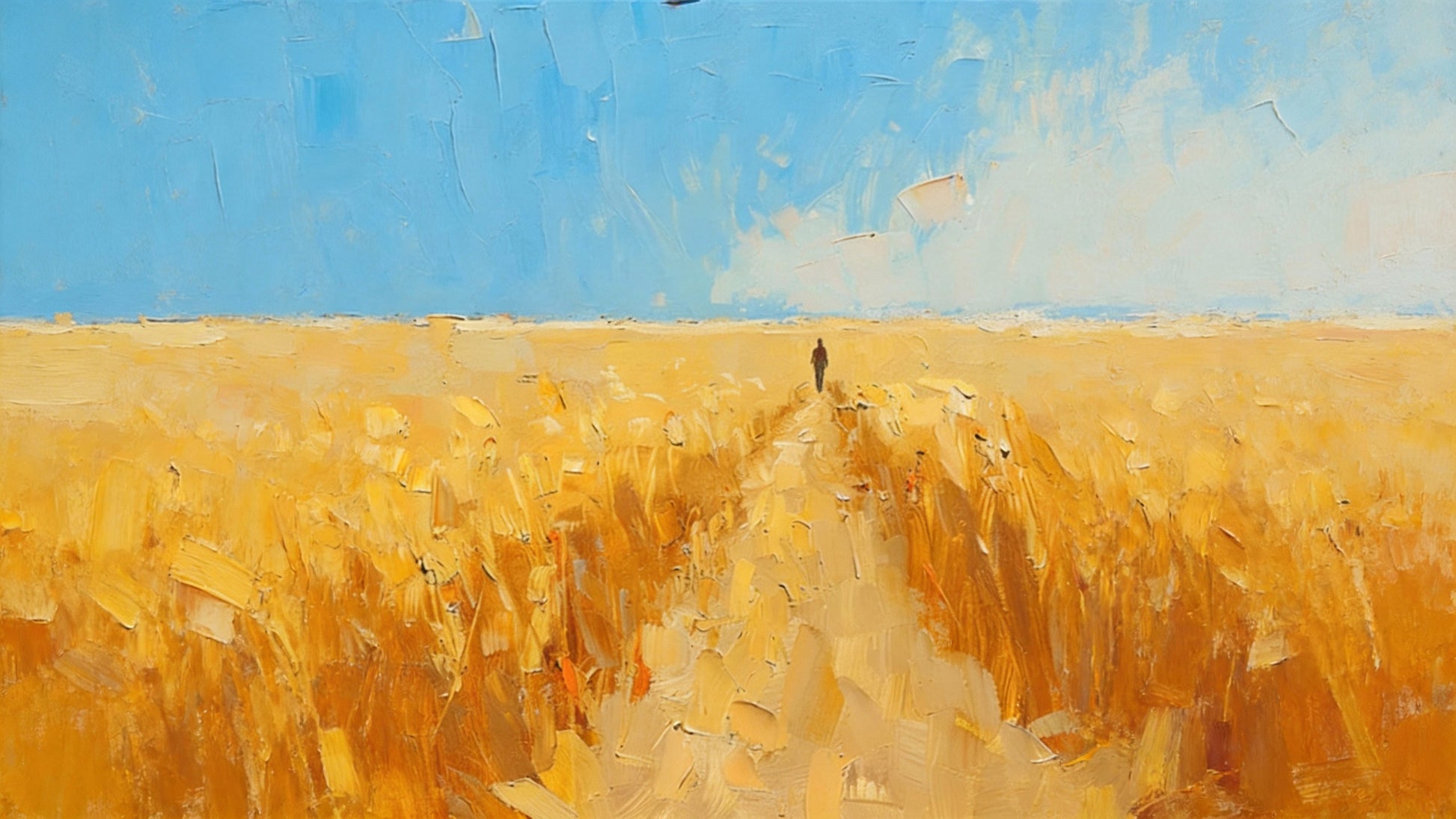 Path of Light – Impressionist Landscape Texture Painting, Handmade Oil Wall Art-Landscape Orientation