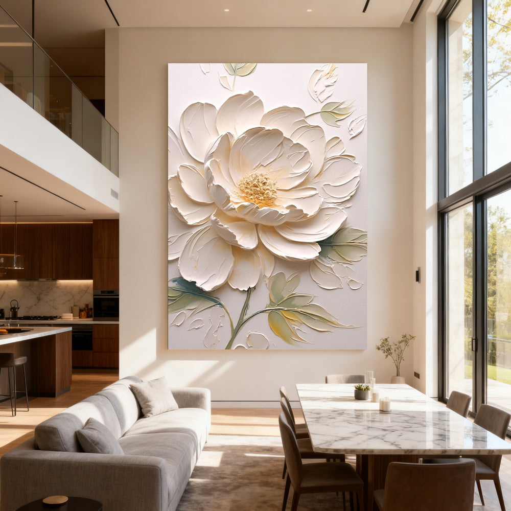 Elegant Blossom Texture Art – Impressionistic Floral Style Handmade Oil Painting Wall Art