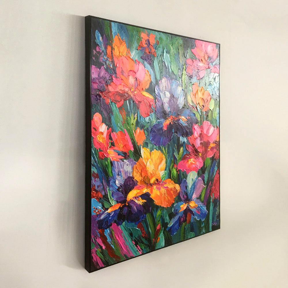 Symphony of Irises Colorful Impressionist Flower Canvas Handcrafted Painting