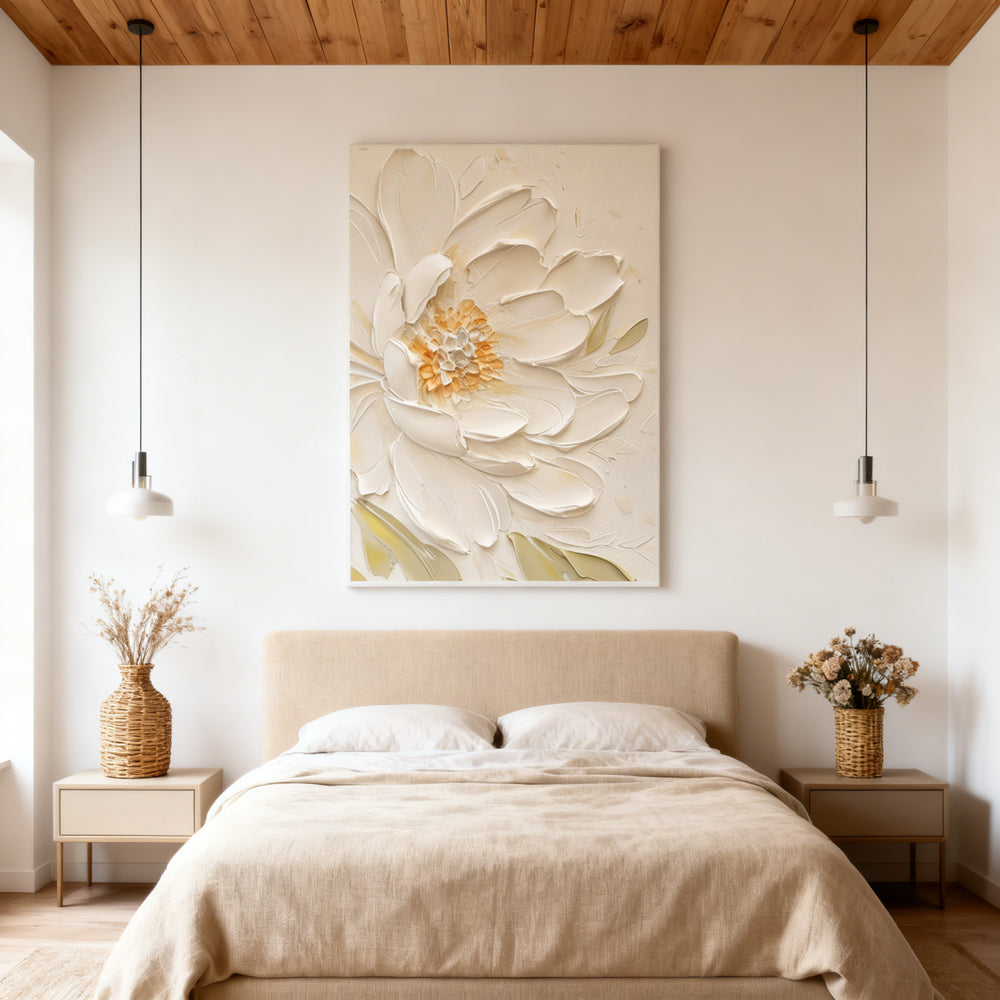 Pure Bloom Texture Art – Impressionistic Floral Style Handmade Oil Painting Wall Art