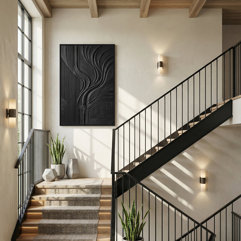 Silent Geometry – Contemporary Abstract Textured Hand-Painted Oil Painting Wall Art