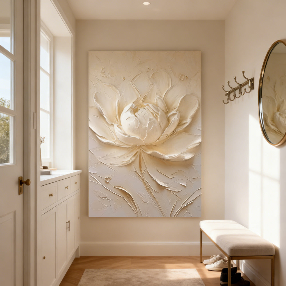 Radiant Petal Texture Art – Impressionistic Floral Style Handmade Oil Painting Wall Art