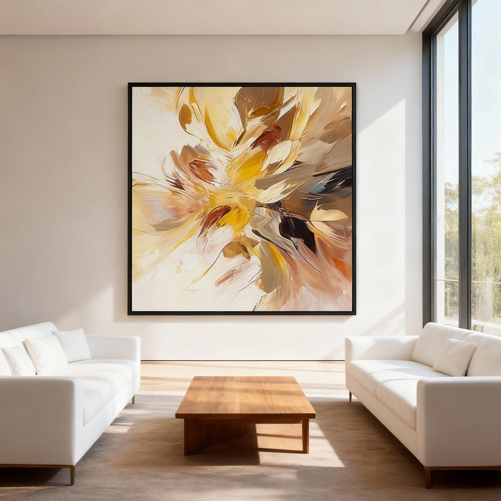 Radiant Bloom – Modern Abstract Floral Style Handmade Oil Painting Wall Art