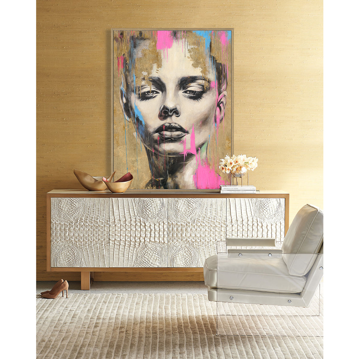 Handmade Abstract Portrait Painting Contemporary Face Art on Canvas