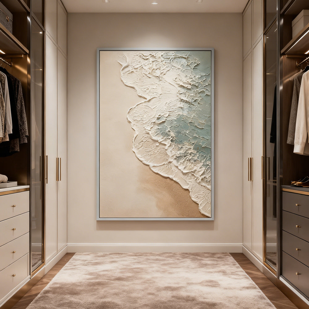 Coastal Shoreline Texture Painting – Modern Abstract Style Handmade Texture Wall Art