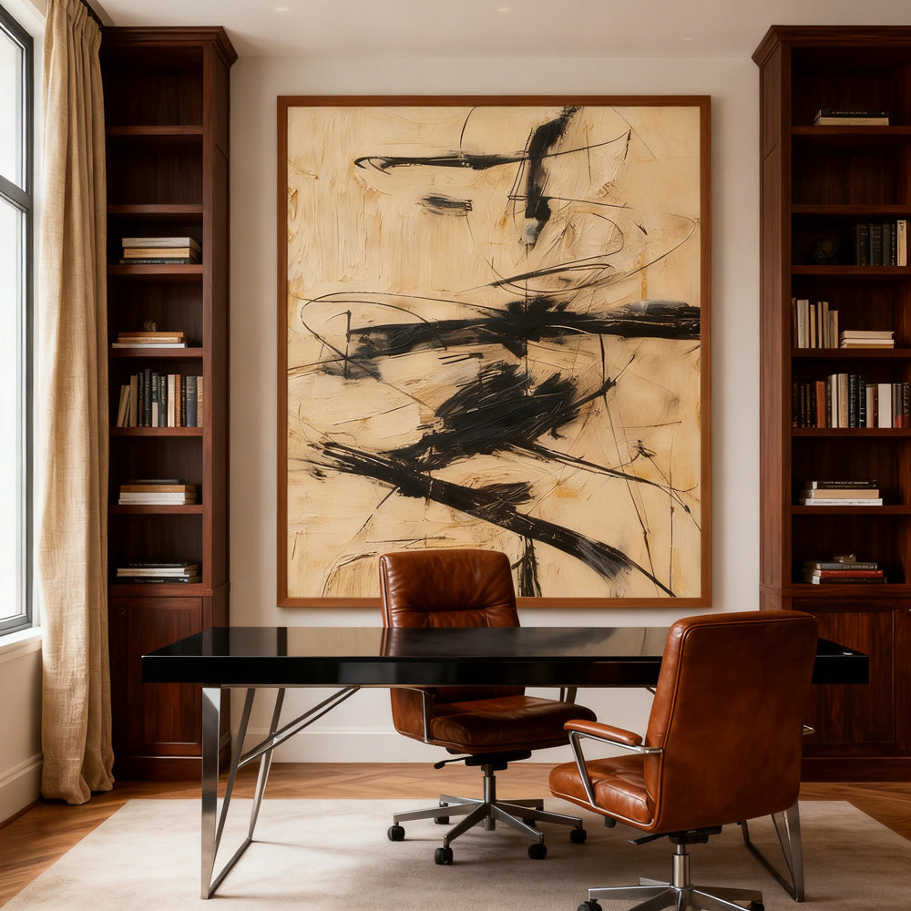 Abstract Gesture Lines – Modern Expressionist Style – Textured Canvas Wall Art