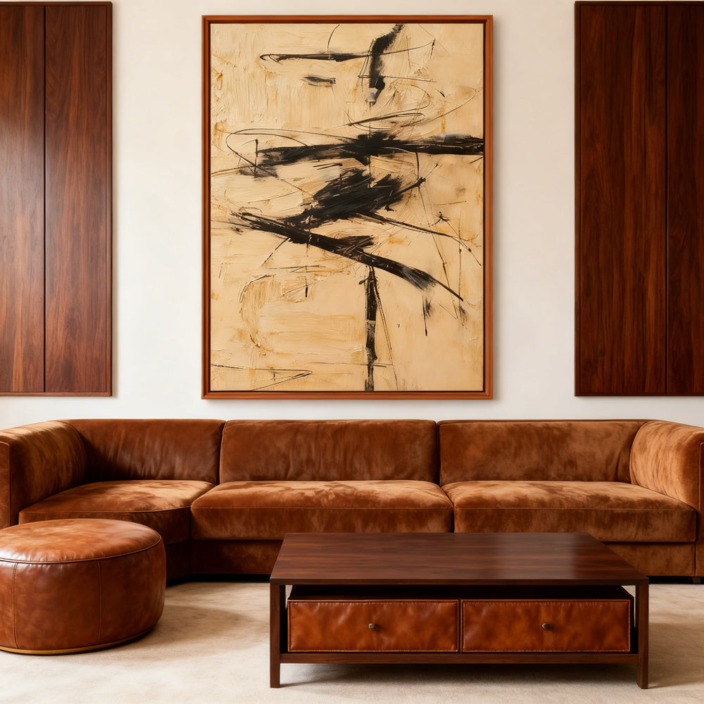 Abstract Gesture Lines – Modern Expressionist Style – Textured Canvas Wall Art