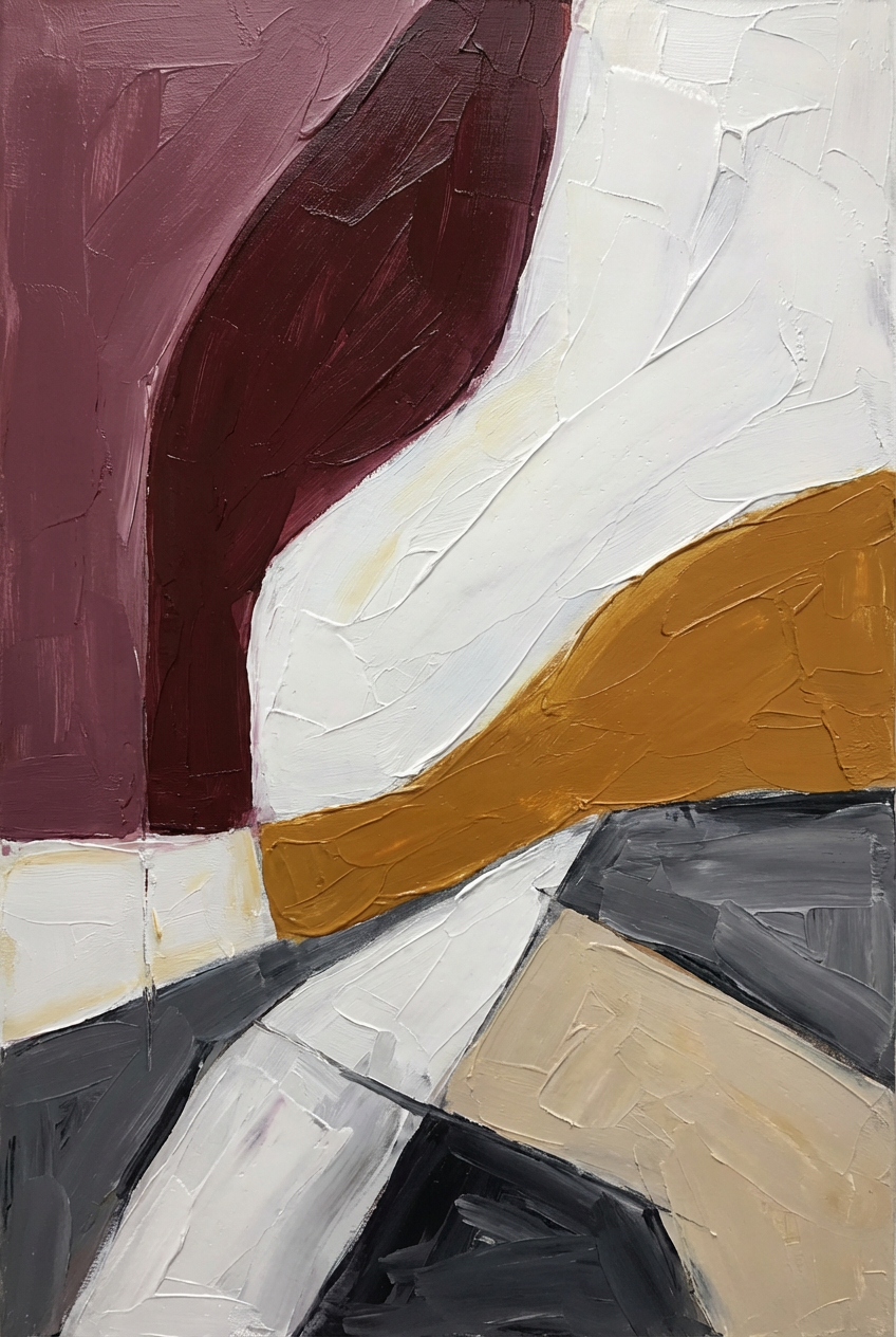 Earth Flow Balance | Modern Abstract Color Block Style Hand-Painted Oil Painting Wall Art