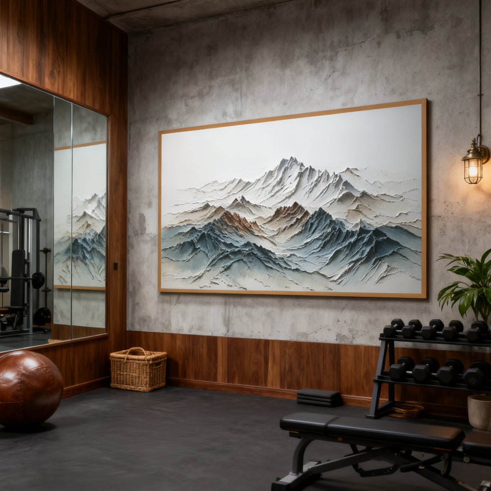 Layered Mountain Peaks – Textured Abstract Landscape Handmade Oil Painting Wall Art