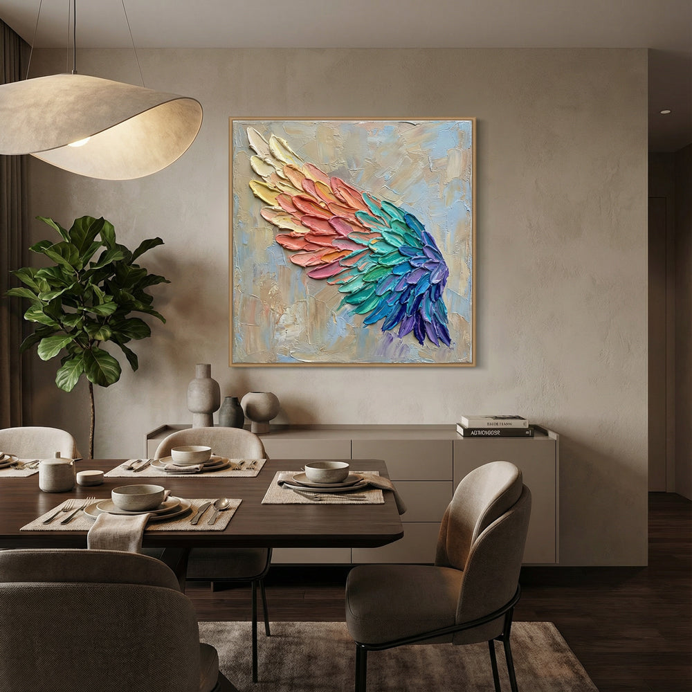 Chromatic Wing Flow | Modern Abstract Texture Style Handmade Oil Painting Wall Art