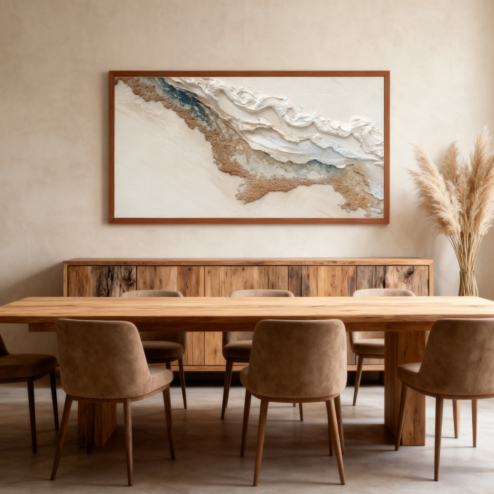 Coastal Drift Contours – Modern Abstract Textured Hand-Painted Oil Wall Art