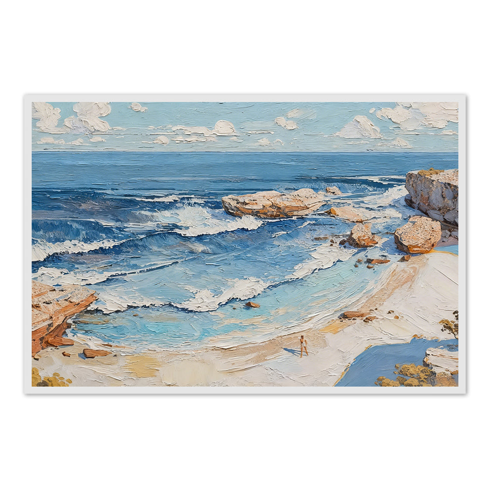 Coastal Beach & Waves Theme Painting – Impressionist Style Handmade Oil Painting Wall Art