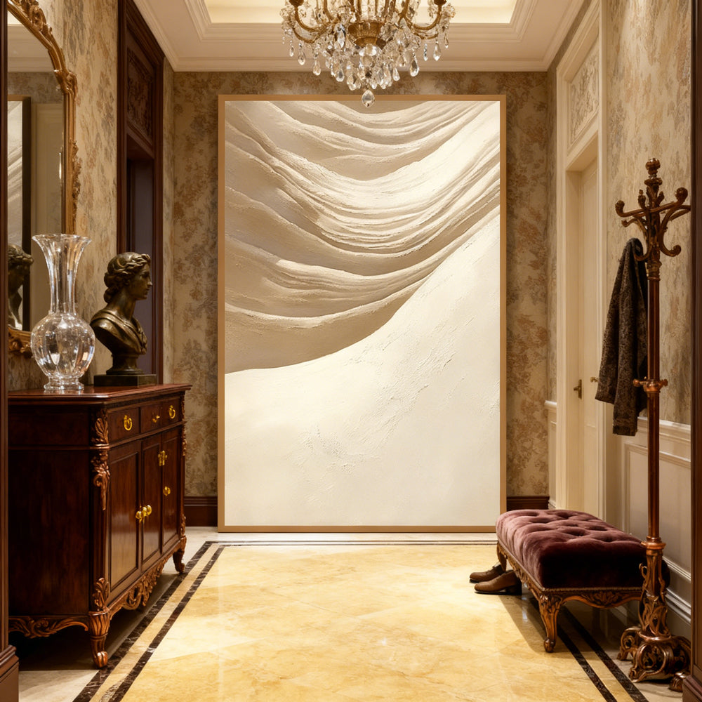 Desert Wave Serenity – Minimalist Style Handmade Oil Painting Wall Art