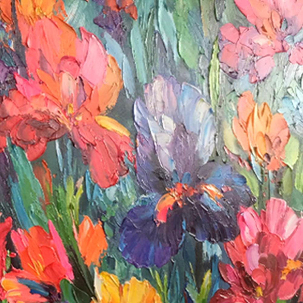 Symphony of Irises Colorful Impressionist Flower Canvas Handcrafted Painting