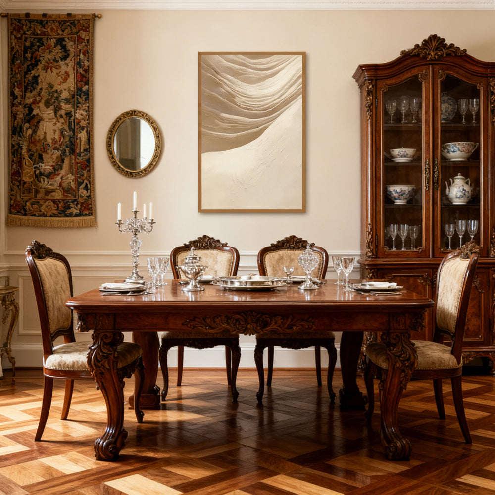 Desert Wave Serenity – Minimalist Style Handmade Oil Painting Wall Art