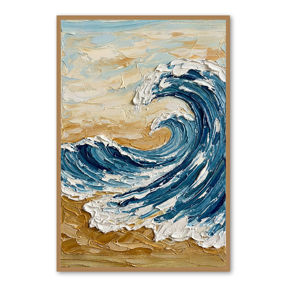 Rising Ocean Force | Modern Impasto Seascape Style Hand-Painted Oil Painting Wall Art