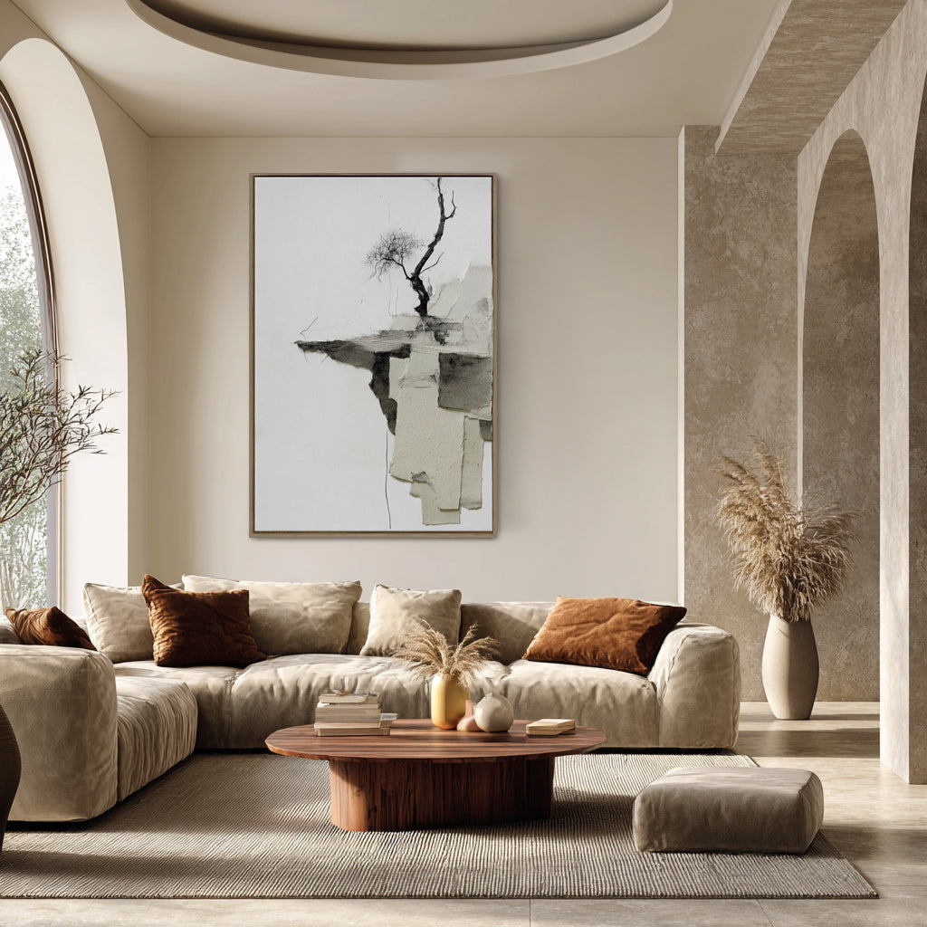 Echoes of Solitude A Handcrafted Reflection on Nature and Stillness Handcrafted Painting