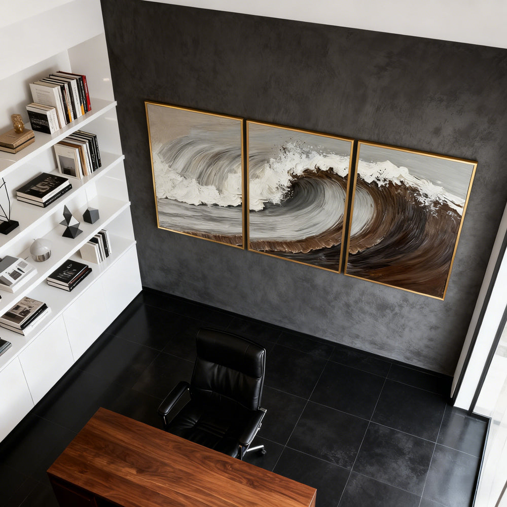 Whispers of the Ocean – Handcrafted Triptych Oil Painting (set of 3)